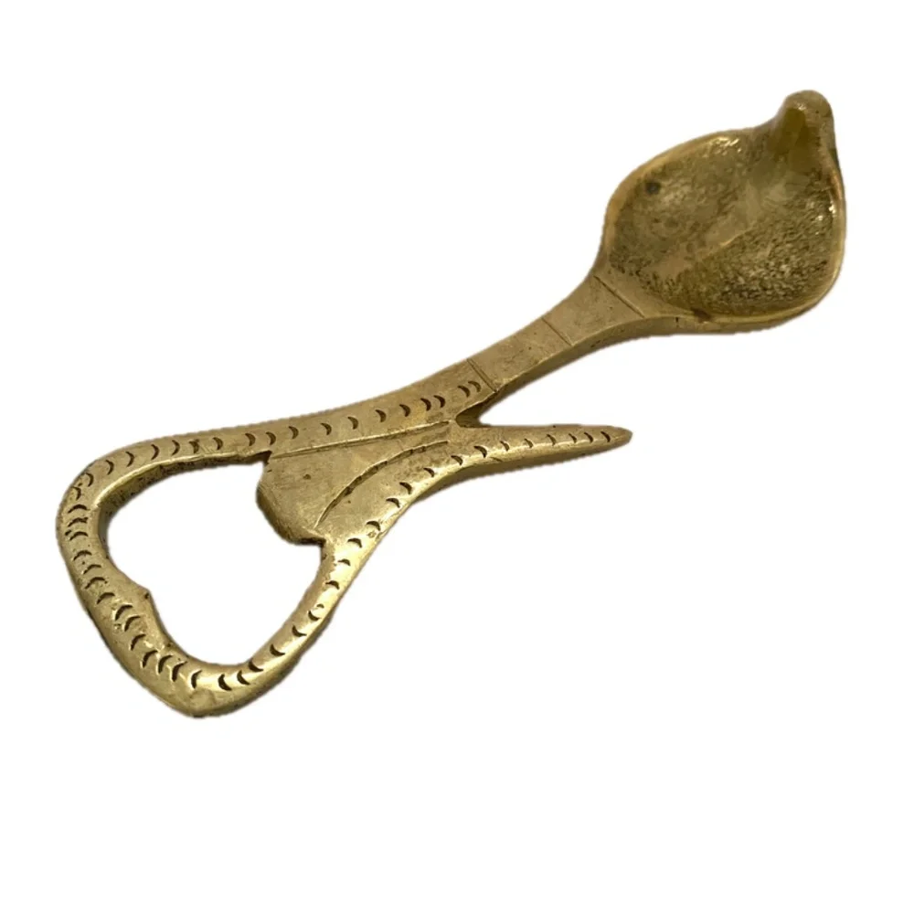 Mid-century brass cobra snake bottle opener